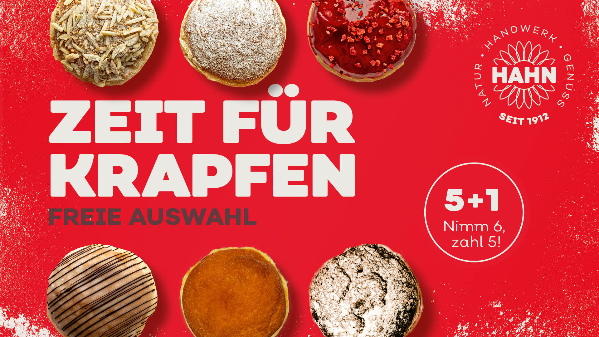Krapfen im Angebot. Nimm 6, zahl 5.