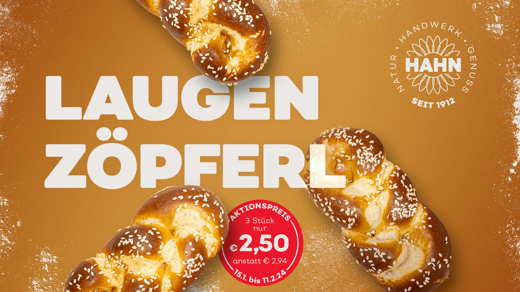 Laugenzöpferl mit Sesam zum Einführungspreis von 2,50 Euro für drei Stück