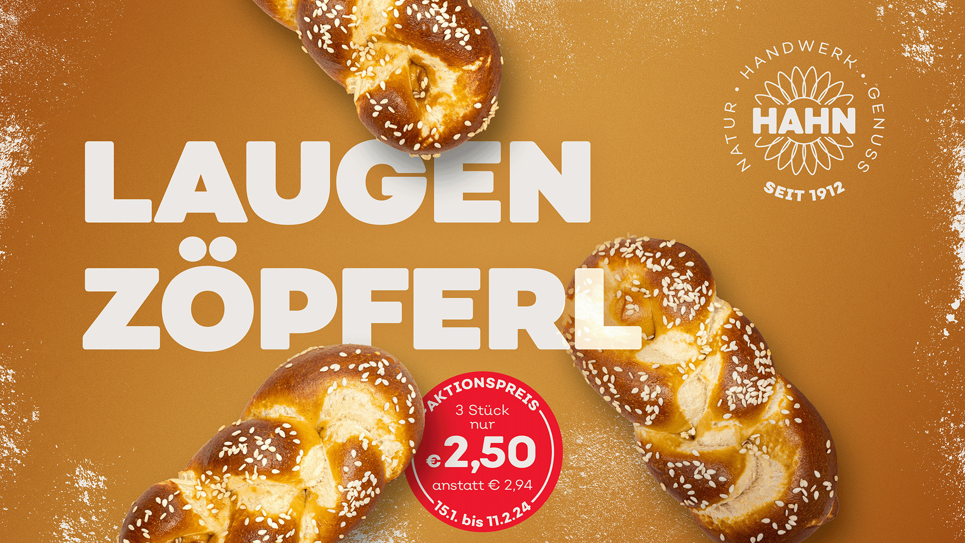 Laugenzöpferl mit Sesam zum Einführungspreis von 2,50 Euro für drei Stück